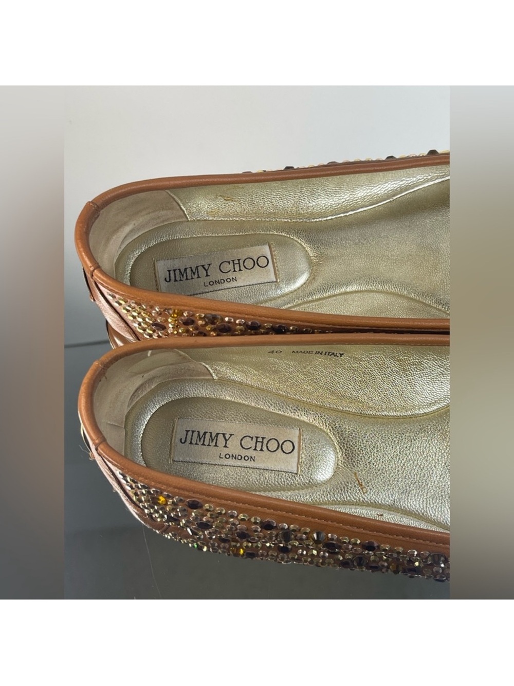 Jimmy Choo Brown Embellished Ballerina Flats size 40 - Picture 5 of 11